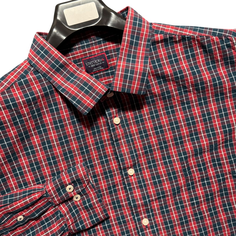 UNTUCKit Shirt 3XL Shepp Regular Fit Plaid XXX-Large‎ Navy Red